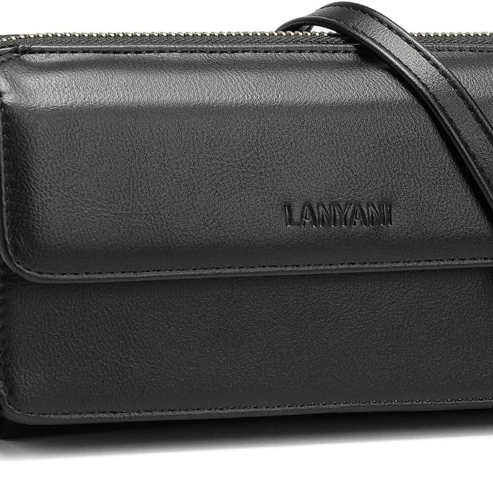 RFID Crossbody Wallet Wristlet Purse with Phone Pocket For Women Vegan Leather